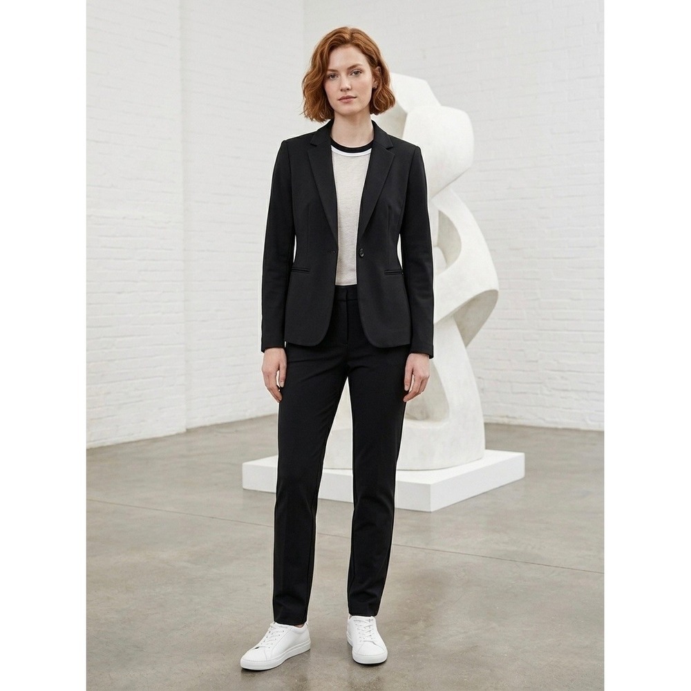 C+ Fassanfar Co. Japan Womens Black Single Button Raw Edge Blazer K41403 Size 40